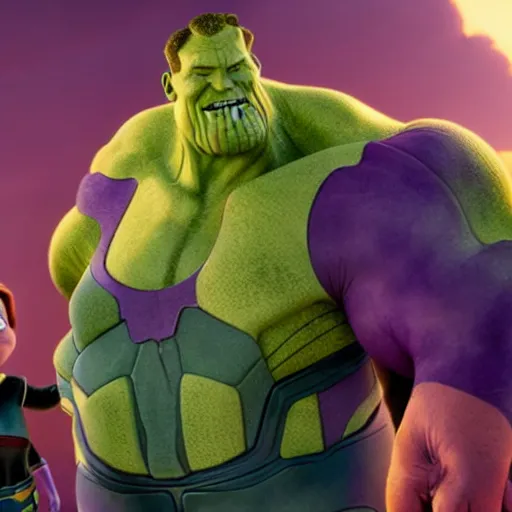 Image similar to a Pixar movie about Thanos