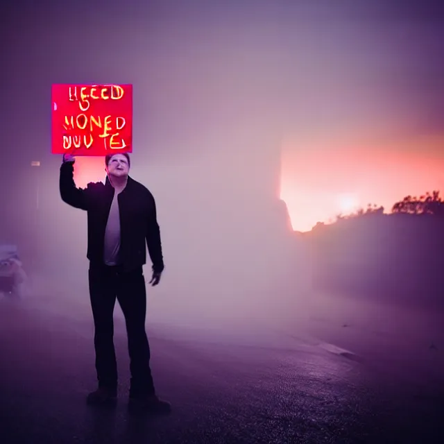 Image similar to elon musk holding sign