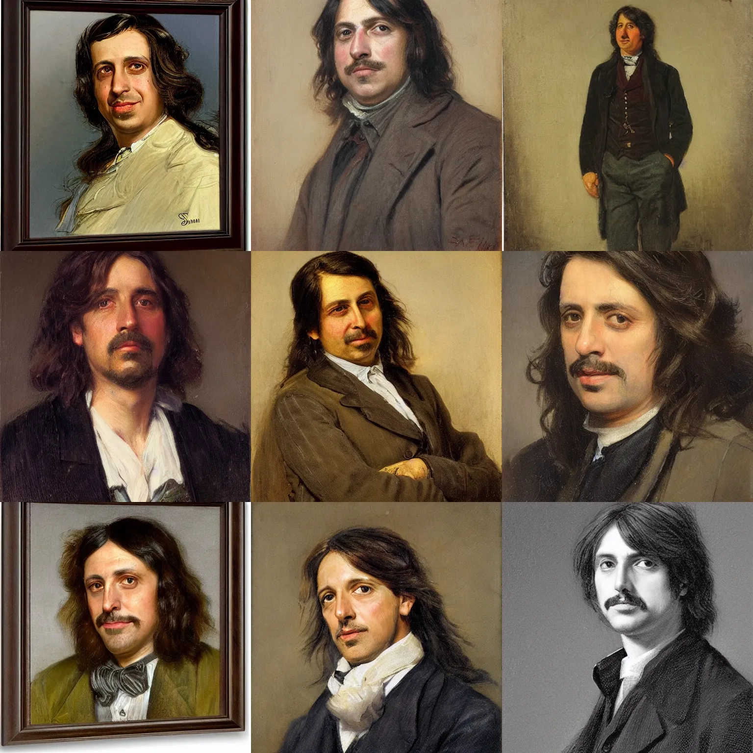 Prompt: a portrait of a man that looks like ray romano, with long hair, by samuel luke fildes