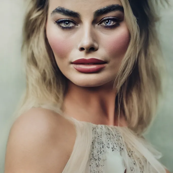 Image similar to portrait of margot robbie combined with demi rose wearing kebaya, by charlotte grimm, natural light, detailed face, canon eos c 3 0 0, ƒ 1. 8, 3 5 mm, 8 k, medium - format print