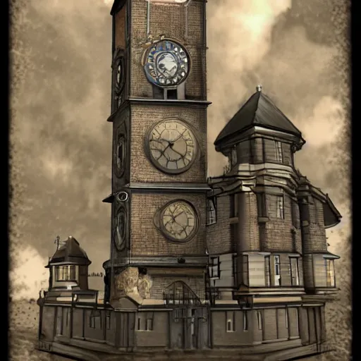 Prompt: clock tower, if steampunk still existed