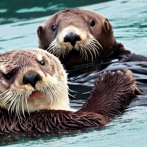 Image similar to sea otter with the face of nicolas cage