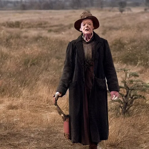 Prompt: Maggie Smith playing Daniel Plainview in There Will Be Blood