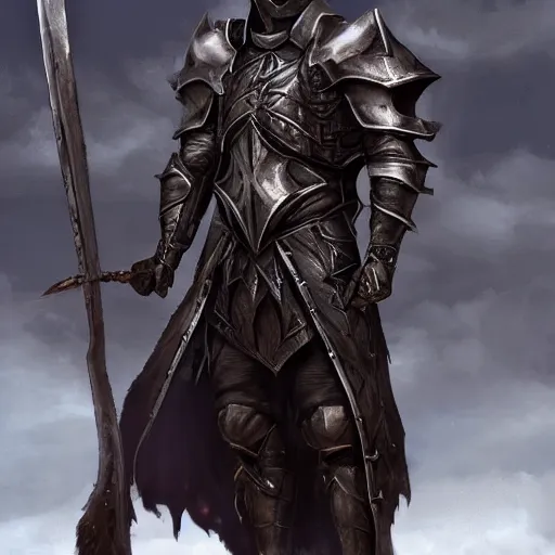 Image similar to dark warrior, dark fantasy, shiny armor, unreal engine, hyperrealistic