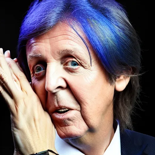 Image similar to paul mccartney with blue hair