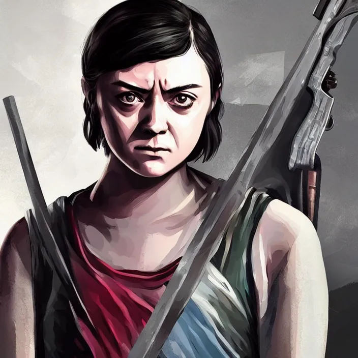 Prompt: arya stark in GTA5 art cover game cover illustration style