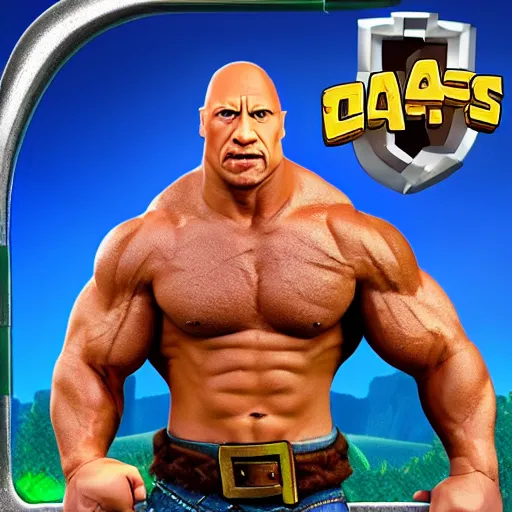 Prompt: dwayne the rock johnson hog rider clash of clans