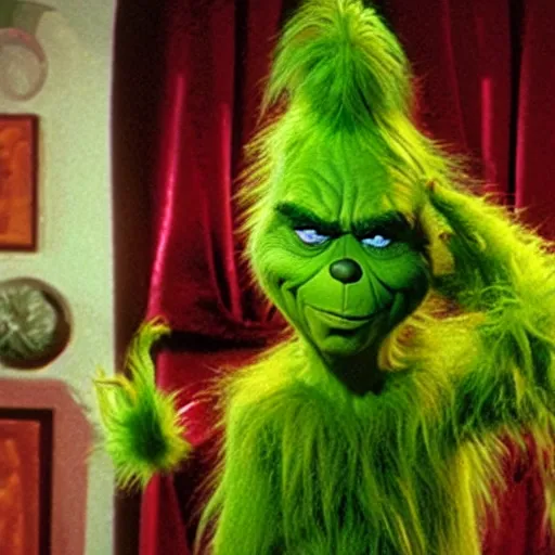 Prompt: the grinch, with middle fingers up