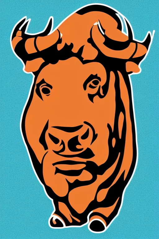 Image similar to A portrait of a dictator bull, sticker, highly detailed, colorful, illustration, smooth and clean vector curves, no jagged lines, vector art, smooth