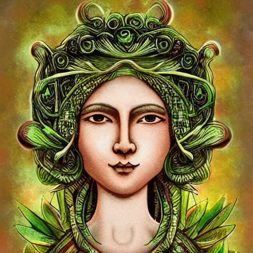 Image similar to spirit of onion, goddess with motif, nature, mother nature artstation high detail