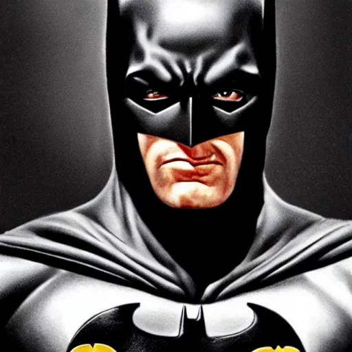 Prompt: ultra - realistic head and shoulders portrait painting of batman. art by boris vallejo. 4 k. ultra - realistic. highly detailed. epic lighting