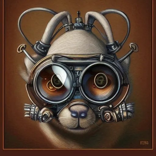 Image similar to a rat with steampunk googles, by Naoto Hattori