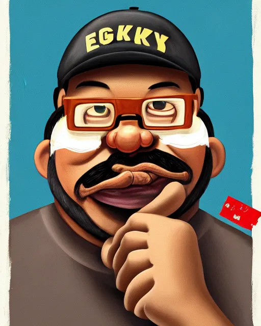 Image similar to painting portrait of big smoke evaporating as smoke, cartoon, warm lighting. big smoke's body is smoke. movie poster, illustration by bartek fedyczak, erak note, tooth wu, neil richards, kan liu, siwoo kim, jisu choe, trending on art station