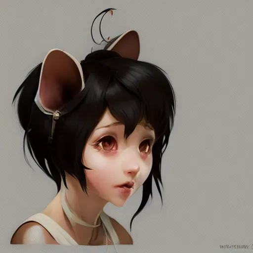 Image similar to character design portrait of an anthropomorphic furry rat girl with rat ears and a tail, 4 k, concept art, by wlop, ilya kuvshinov, artgerm, krenz cushart, pixiv.