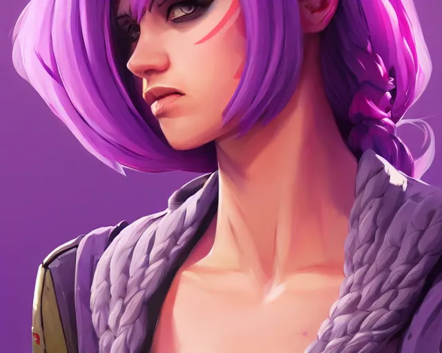 Image similar to beautiful female purple hair dagger symmetrical face eyes full length fantasy art apex fortnite Video game icon, 2d game art gta5 cover , official fanart behance hd artstation by Jesper Ejsing, by RHADS, Makoto Shinkai and Lois van baarle, ilya kuvshinov, rossdraws