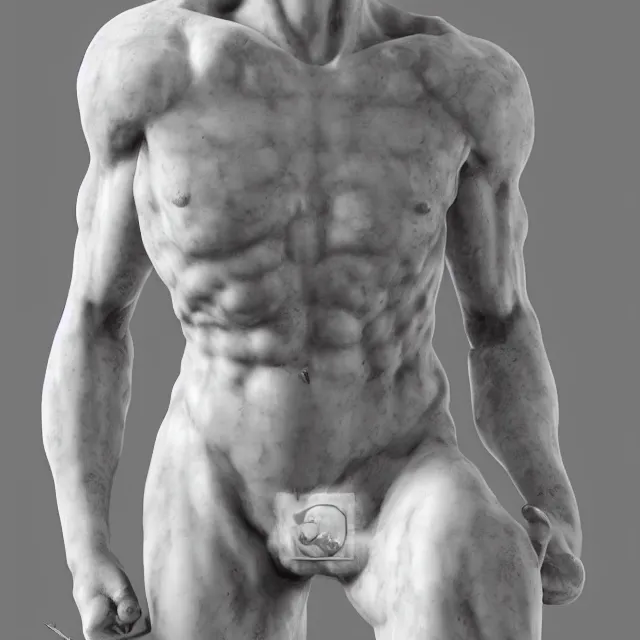 Image similar to marble sculpture of a male warrior elf, realistic, unreal engine render, octane render, hyper realistic, photo, 8 k, cinematic lighting