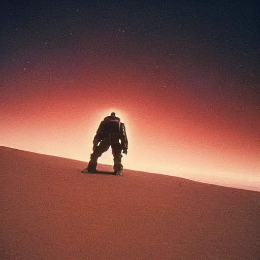 Image similar to Jodorowky's Dune movie, Paul Atreides, cinematic, cinestill 400t film