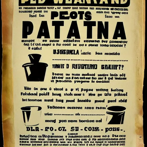 Image similar to 1950s wanted poster for a pot plant