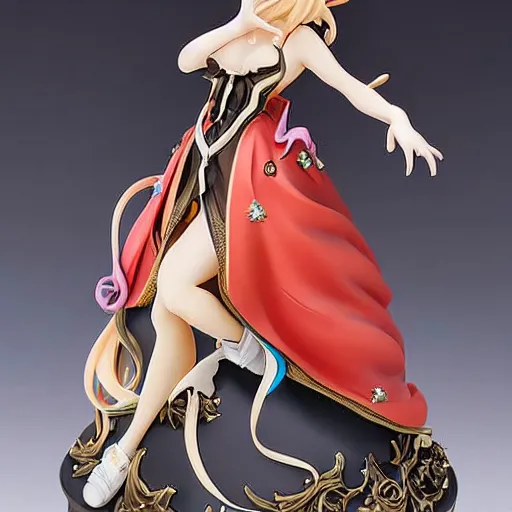 Prompt: 80mm, resin detailed anime figure of a female wearing a baroque dress-H 704