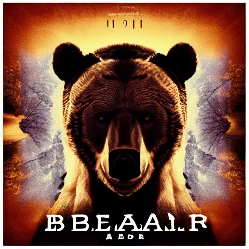 Image similar to bear album art, cover art, poster, dramatic, epic