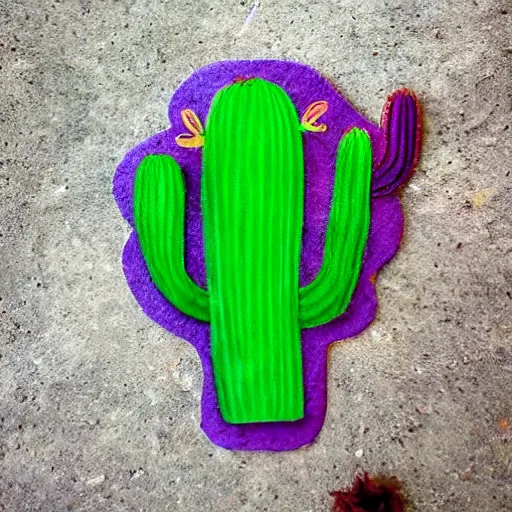 Image similar to a purple cactus. a green raven. in the future