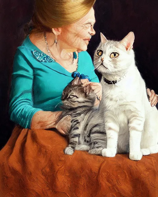 Prompt: portrait of royal cat family wayne thibaud