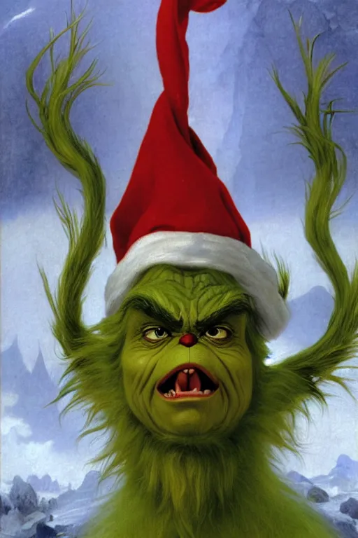 Image similar to the grinch, bouguereau