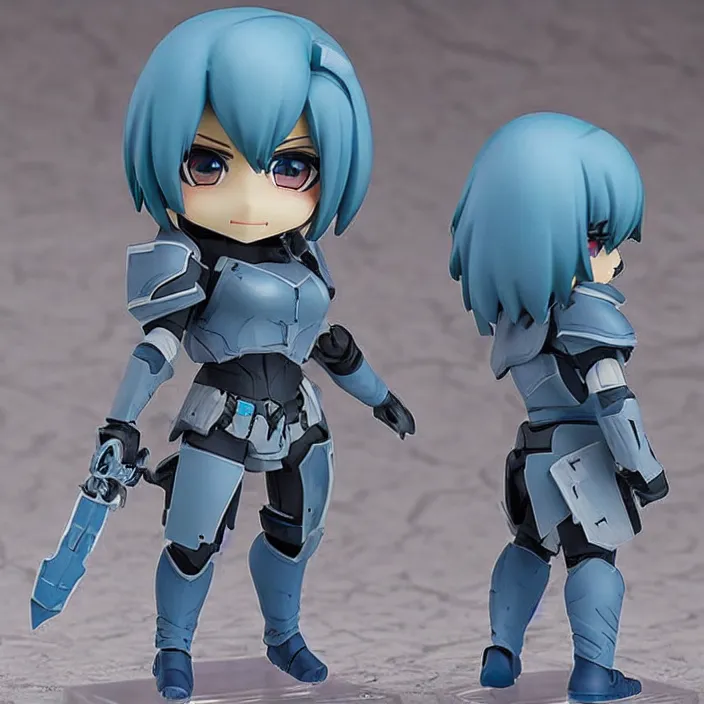 Image similar to destiny commander zavala!!!!!!!!!!!!!!!!!!!!!!!!!!, an anime nendoroid of commander zavala, figurine, light - blue skin is light - blue, detailed product photo