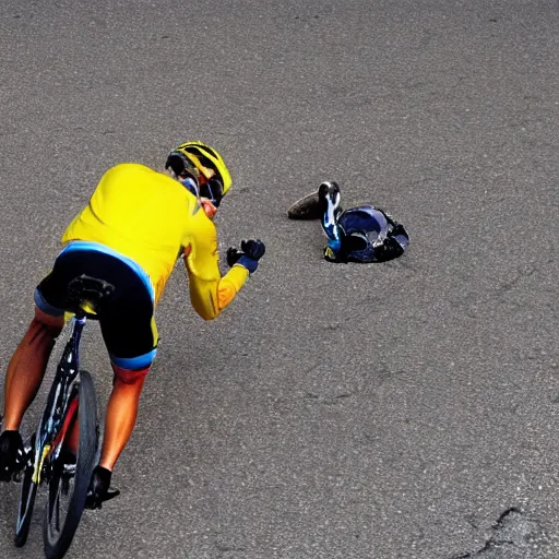 Image similar to Bicycle crash,Lance Armstrong, 8k, award winning photo