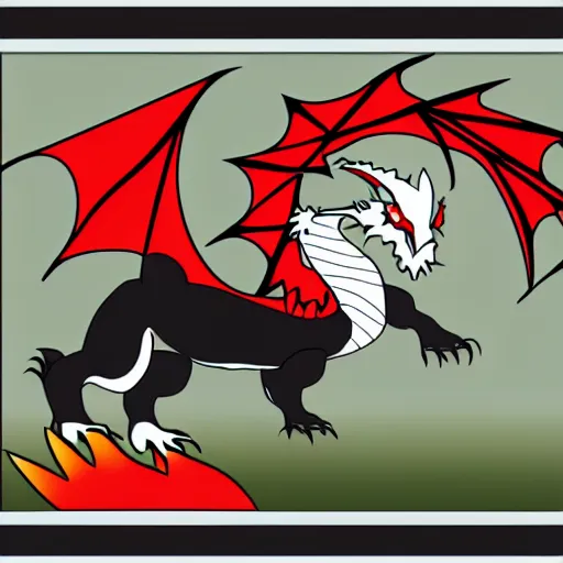 Image similar to vector art of welsh dragon and panda mixed, intercrossed, chimera, adobe illustrator