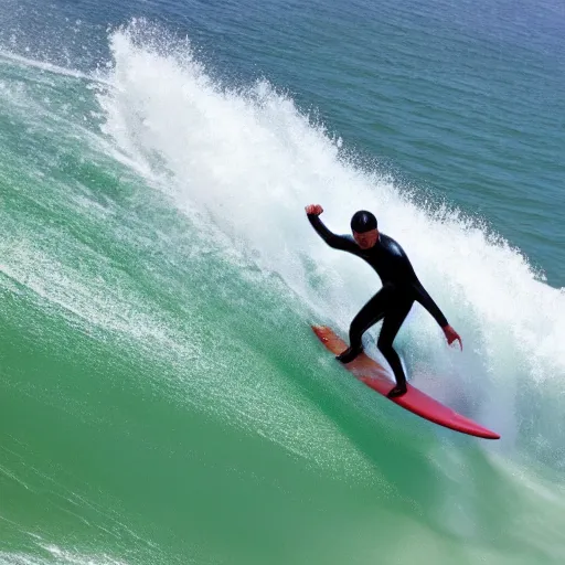 Prompt: action picture of a man surfing on an ironing table