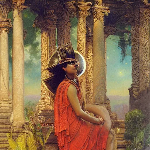 Prompt: shiva with high tec vr headset, painting by gaston bussiere, craig mullins, j. c. leyendecker, lights, art by ernst haeckel, john william godward, hammershøi,