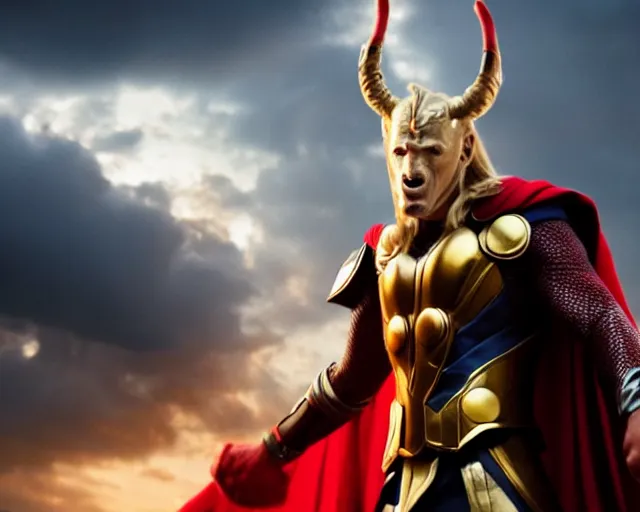 Prompt: a film still of beta ray bill in new thor movie, cinematic lighting, high resolution, 4 k