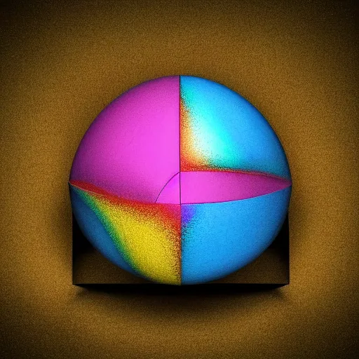 Prompt: a square, a triangle and a sphere by H.R Giger, surrealist artist, conncept art, bizarre artwork, crazy concepts, rainbow color scheme, depth of field, 3d Render