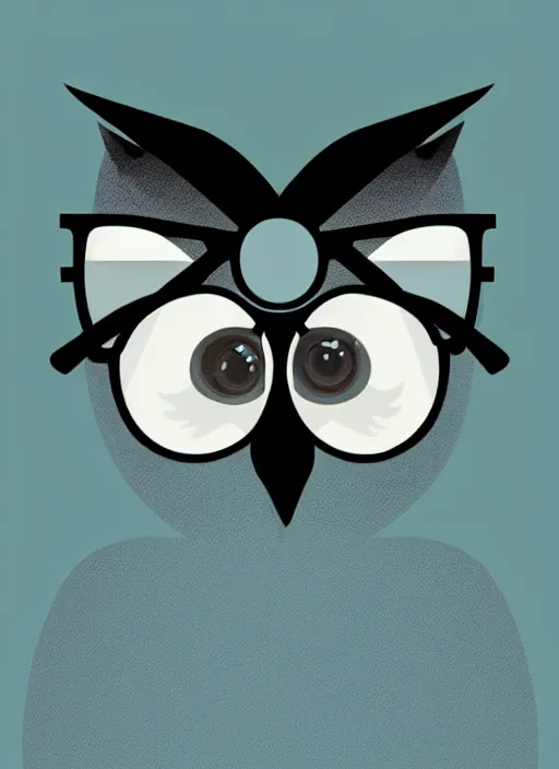 Prompt: a portrait of a stern owl wearing horn rimmed glasses by michael whelan and tomer hanuka, of the game portal, from valve, aperture science