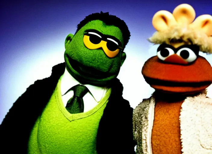 Prompt: biggie smalls in the muppets show, as a muppet