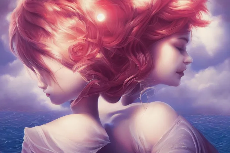 Image similar to daydreaming by ross tran, detailed painting, pop surrealism, a vivid landscape, a simple vector based illustration, minimalist, an ultrafine detailed painting by rafal olbinski, airbrush art, artgerm, very detailed, skeuomorphic, behance contest winner