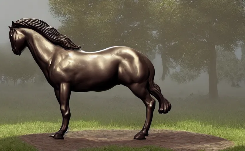Prompt: Horse bronze statue, unreal engine, highly detailed