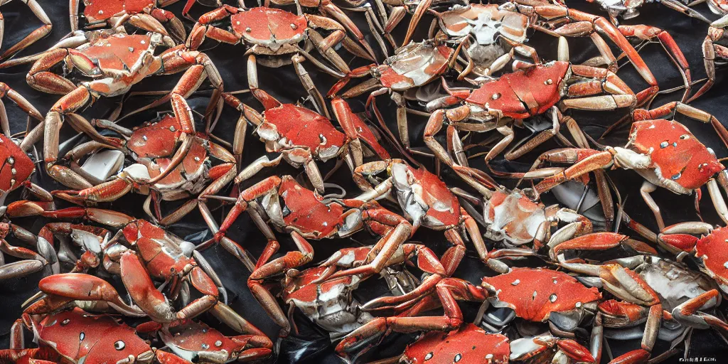 Prompt: crabs in wigs under arrest. photorealistic, high detail