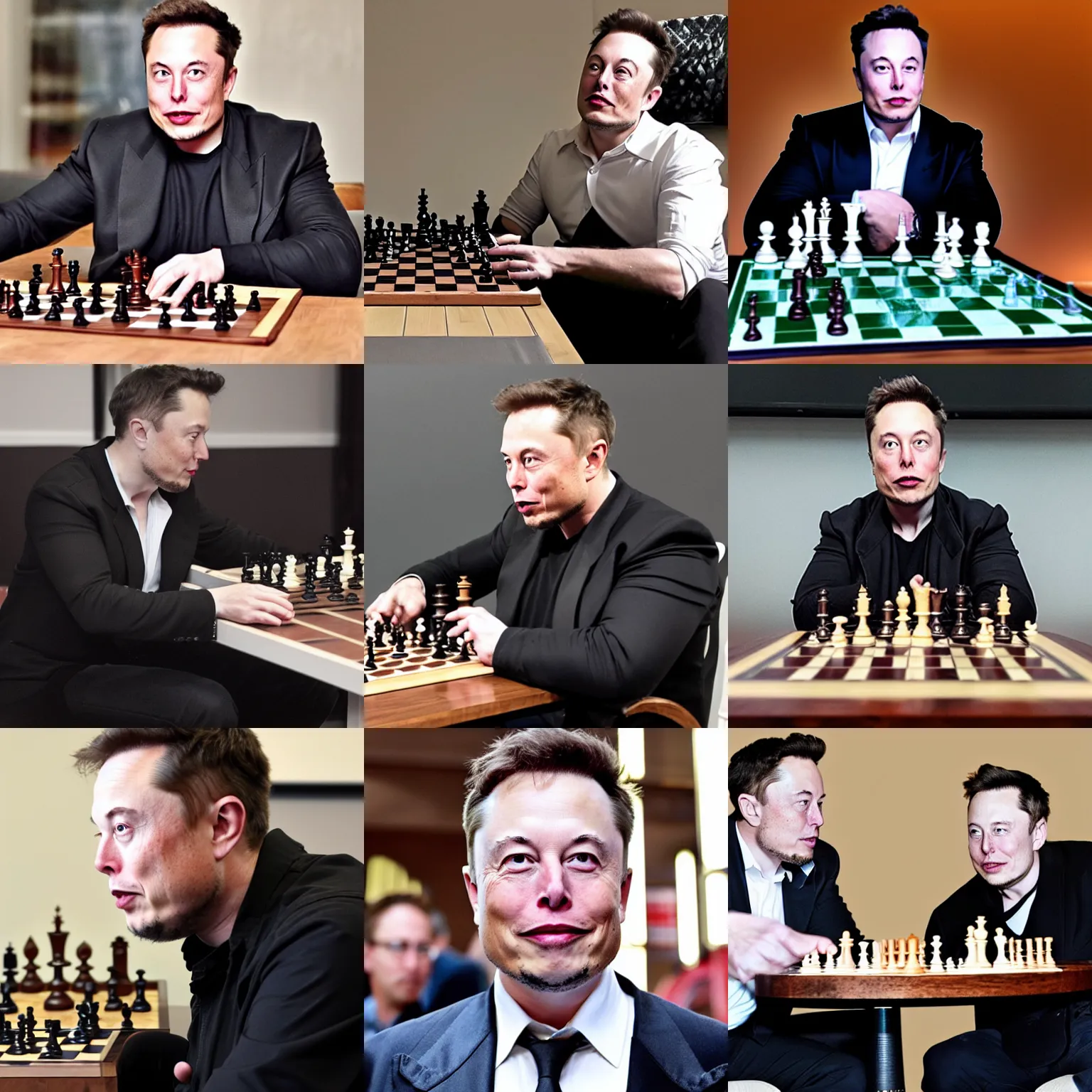 Prompt: elon musk playing chess