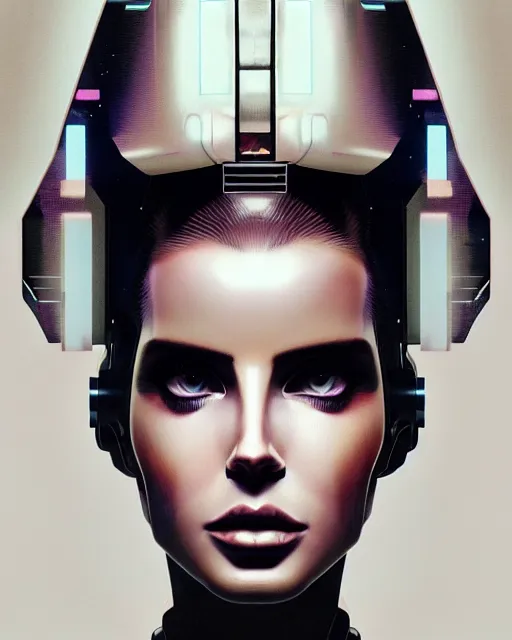 Prompt: cyberraypunk womancore portrait of Lana Del Rey as a cyborg. intricate abstract. intricate artwork. by Tooth Wu, wlop, beeple, dan mumford. dune by david lynch, octane render, trending on artstation, greg rutkowski very coherent symmetrical artwork. cinematic, hyper realism, high detail, octane render, 8k, iridescent accents