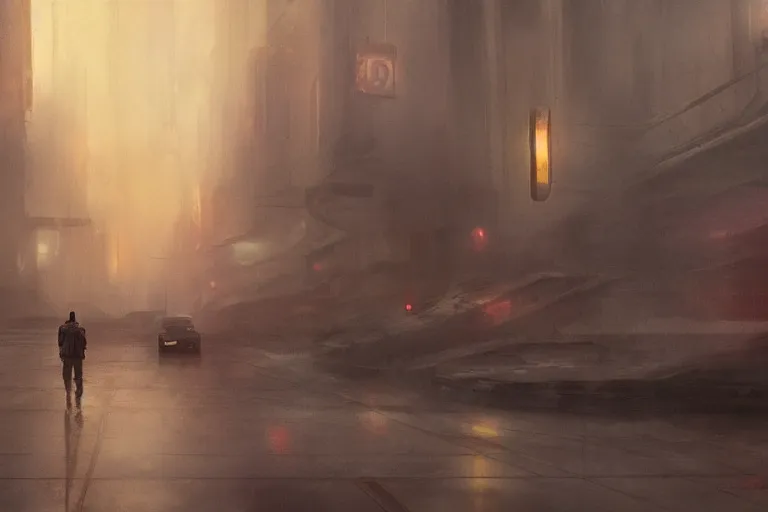 Prompt: concept art, mood painting, environment painting, bladerunner 2 0 4 9 style of ryan church, jon mccoy, george hull, painting