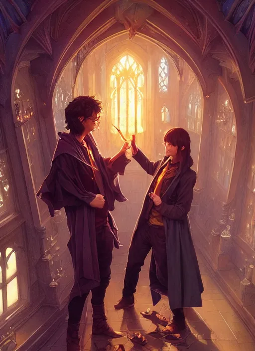 Prompt: highly detailed portrait of harry potter, stephen bliss, unreal engine, fantasy art by greg rutkowski, loish, rhads, ferdinand knab, makoto shinkai and lois van baarle, ilya kuvshinov, rossdraws, tom bagshaw, alphonse mucha, global illumination, radiant light, detailed and intricate environment