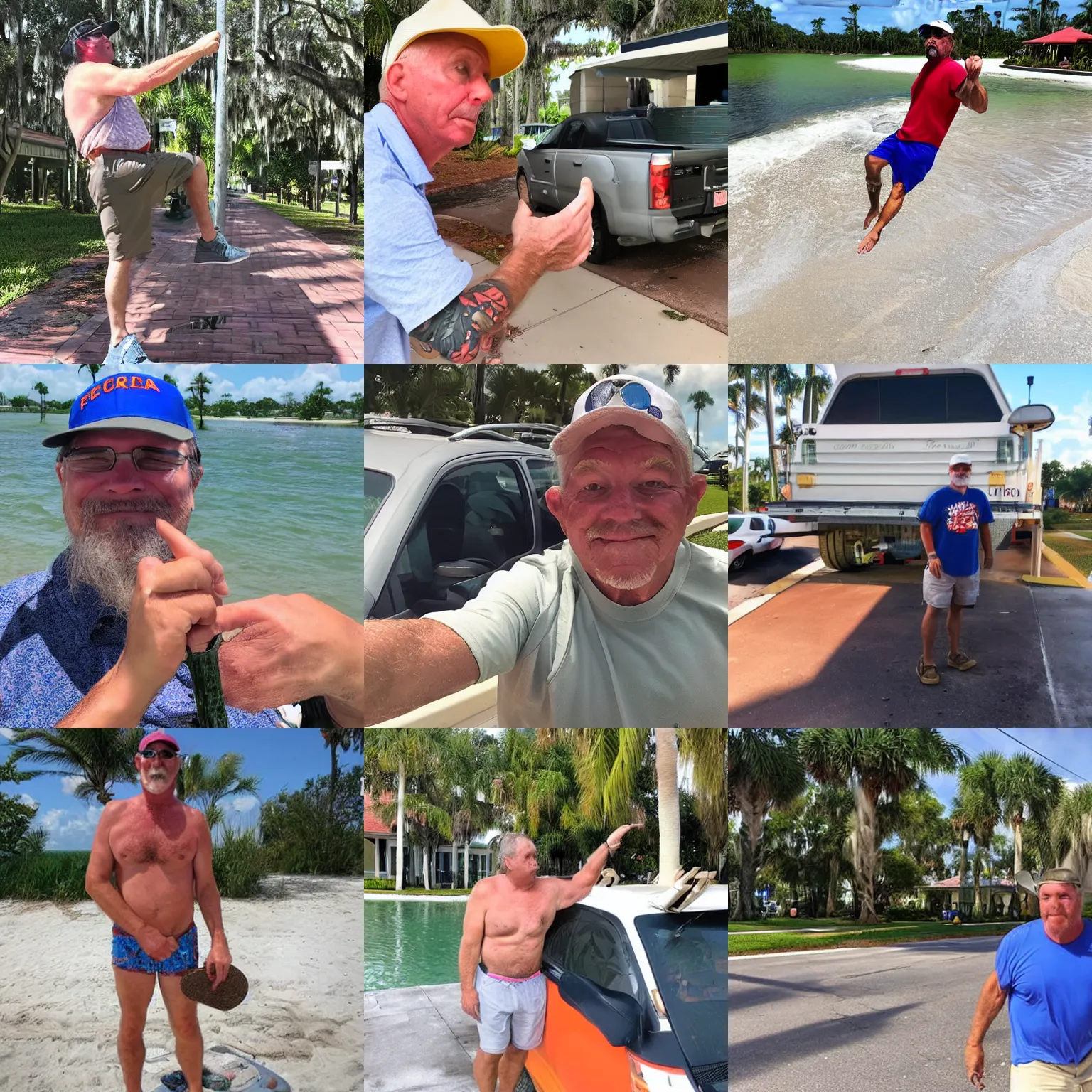 Prompt: a typical florida man doing typical florida man things