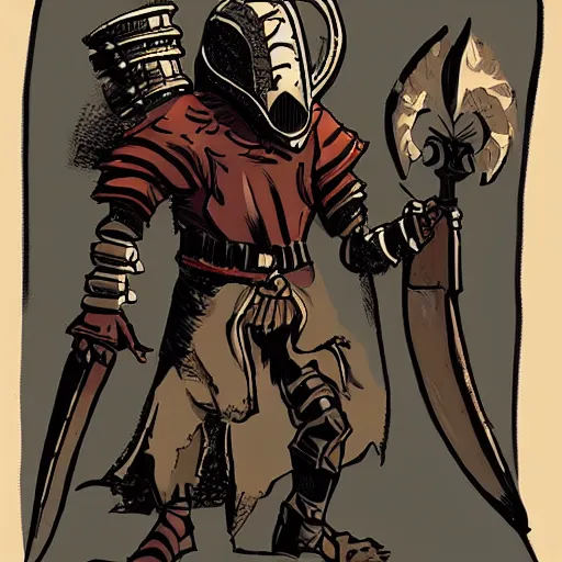 Image similar to medieval man with armor crying concept art in the style of mike mignola high detailed