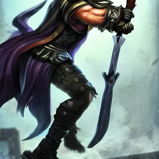 Image similar to Jax (league of legends) with a real weapon