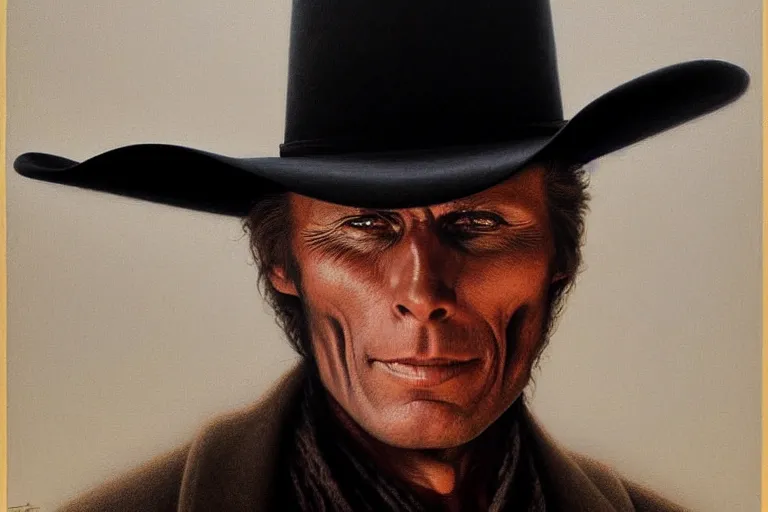 Image similar to poster portrait of peter weller as a black hat cowboy in pale rider ( 1 9 8 5 ). oil painting elegant, highly detailed, centered, digital painting, artstation, concept art, smooth, sharp focus, illustration, artgerm, tomasz alen kopera, peter mohrbacher, donato giancola, joseph christian leyendecker drew struzan