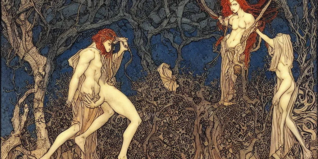 Prompt: dark night of the human soul experienced before enlightenment by rebecca guay