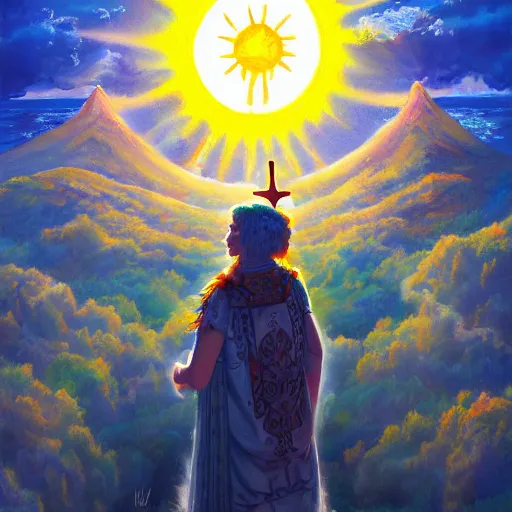 Image similar to midsommar alternate stories : the sun god, oil painting, ultradetailed, artstation, ultradetailed, digital painting, ultradetailed