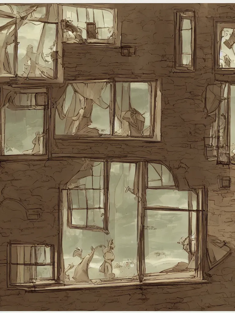 Image similar to waving through the window by disney concept artists, blunt borders, rule of thirds